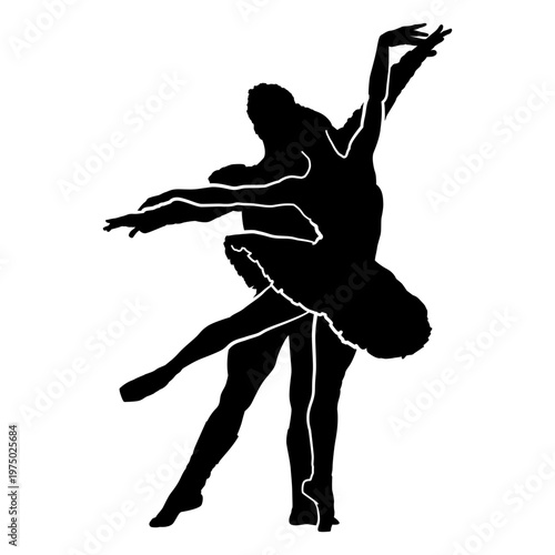 Couple ballet position silhouette