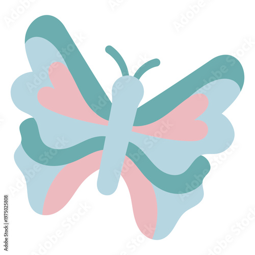 Blue and pink butterfly flat