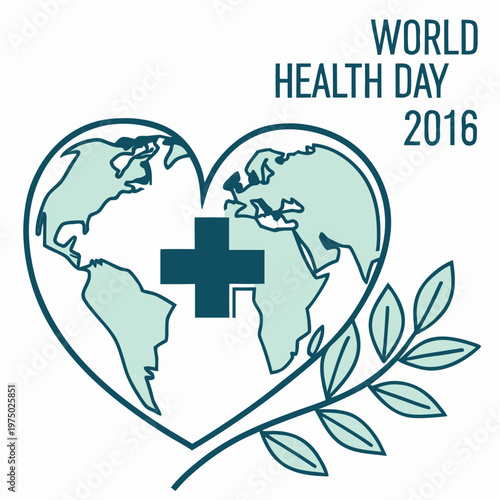 World Health Day Heart Globe Medical Cross Vector Illustration Global Healthcare Icon