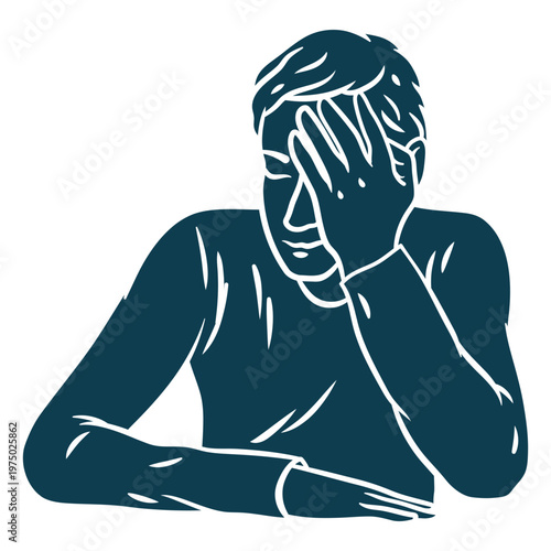 Man with a headache cutout