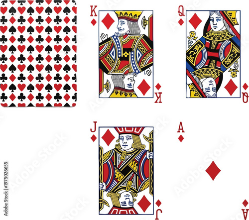 Modern diamond playing cards vector illustratio.