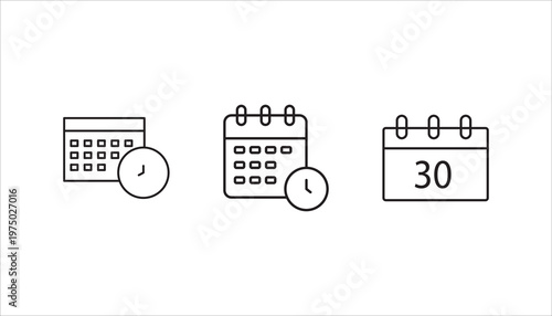 Calendar and clock icon set,  Schedule, appointment