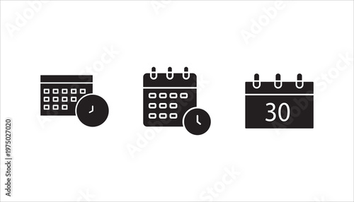 Calendar and clock icon set,  Schedule, appointment