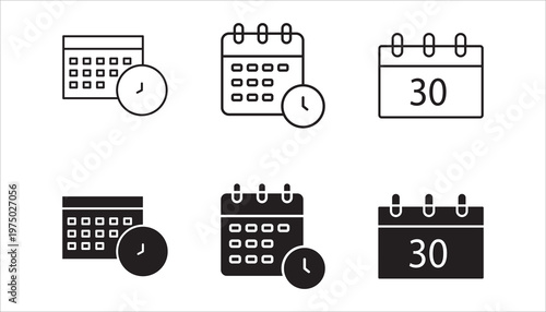 Calendar and clock icon set,  Schedule, appointment