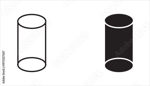 cylinder shape illustration vector graphic icon set,  on white background