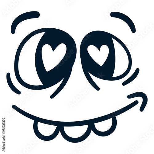 Cartoon face with hearts on it