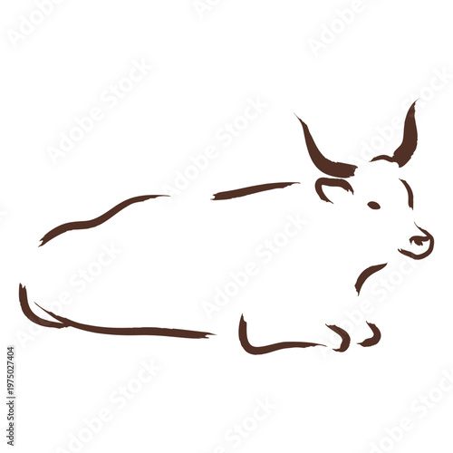 Brown bull laying down