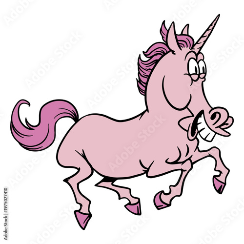 Funny cartoon unicorn running