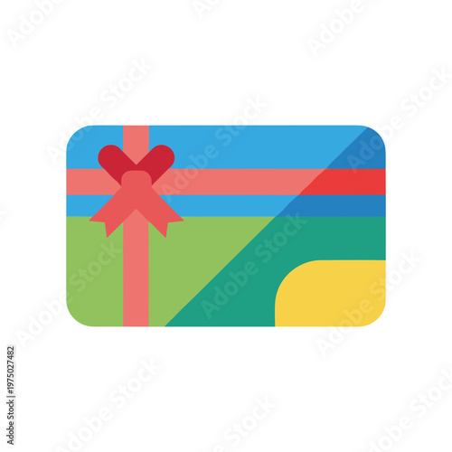 Gift card design with red ribbon and bow, voucher or certificate for special present, discount or bonus offer, loyalty program reward, payment method or credit card template vector.