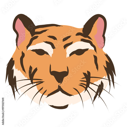 Tiger head front color stroke