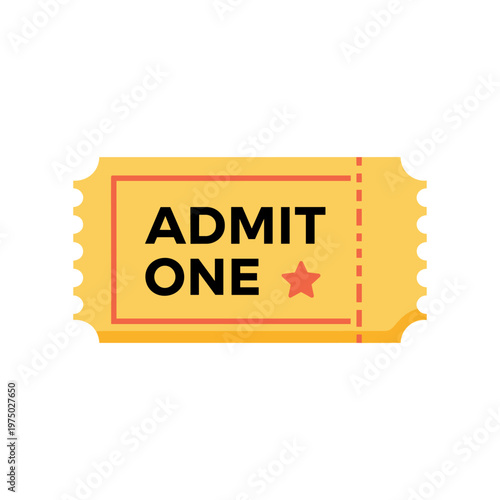 Admit one ticket for event entry with star and border decoration for performances, shows, or special gatherings invitation.