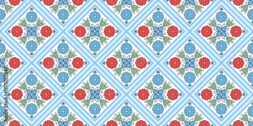 Folk floral seamless pattern