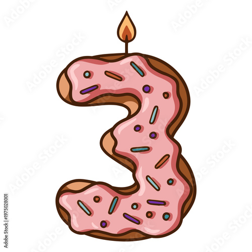 Pink donut with a candle in the middle