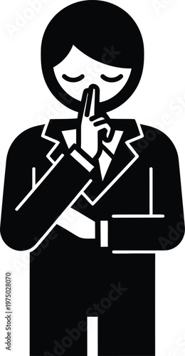 Businessman Gesturing Silence, Shh, Secret, Keep Quiet, Confidential Information