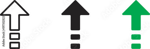 Upgrade arrow icon, increase upward symbol, level up arrow vector illustration, chart boost sign, growth pictogram, success raising arrow, green profit diagram