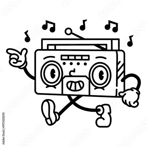 Playful boombox character design