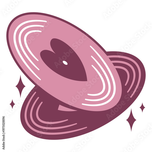 Pink heart shaped saturn icon