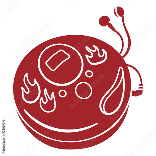 Red cd player with flames on it