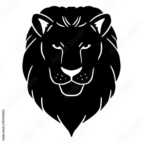 Bold black lion face silhouette design for apparel