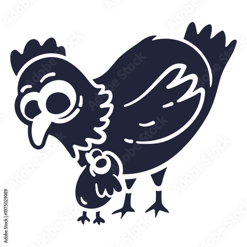 Chicken with a chick