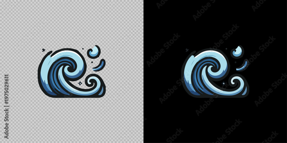 Obraz premium Abstract wave icon in modern style with gradient, decorative elements and smooth curves, isolated on light and dark backgrounds for design use