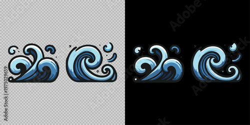 Abstract wave icon in modern style with gradient, decorative elements and smooth curves, isolated on light and dark backgrounds for design use