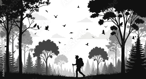 Man walking with trekking poles quickly.