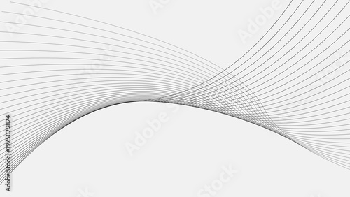 Abstract black color wave curve lines on white background 4k illustration.