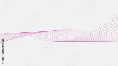 Abstract pink color wave curve lines on white background 4k illustration.