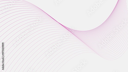 Abstract pink color wave curve lines on white background 4k illustration.
