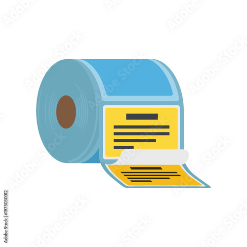 Bild auf Leinwand Shipping label roll vector illustration, adhesive paper for parcels, product identification, barcoding and logistics for e-commerce business