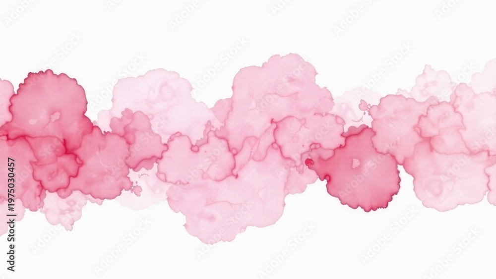 Fototapeta premium A beautiful watercolor painting of soft pink clouds against a pure white background, suitable for use in designs related to calmness and serenity