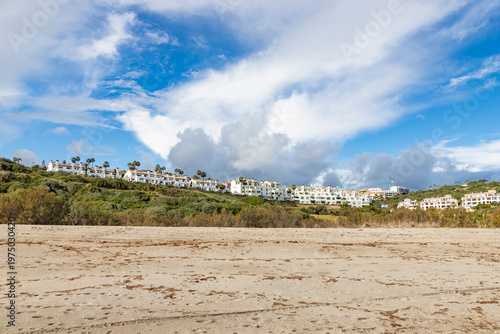 Seaside spanish landscape. La Alcaidesa urbanization on Costa del Sol, Andalusia Spain. Cadiz province.
