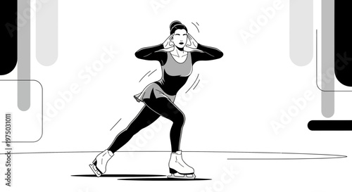 Graceful Figure Skater Executing A Dynamic Pose On The Ice