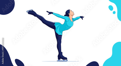 Graceful Figure Skater Performing A Champion Pose On Ice