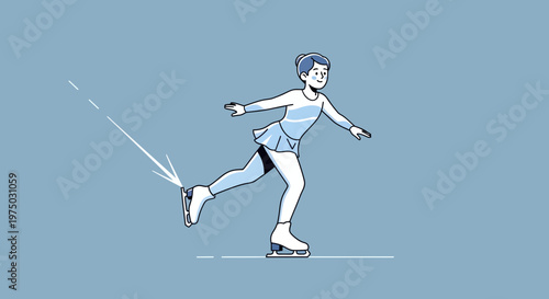 Graceful Figure Skater Performing A Spin On Ice