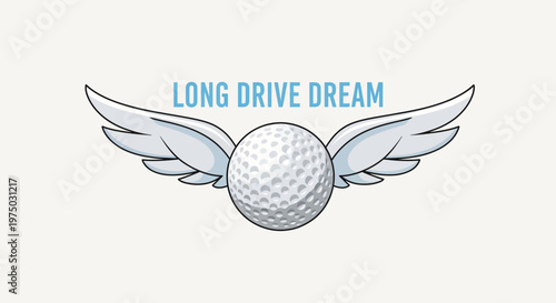 Graceful Golf Ball Ascends with Angelic Wings Towards Victory