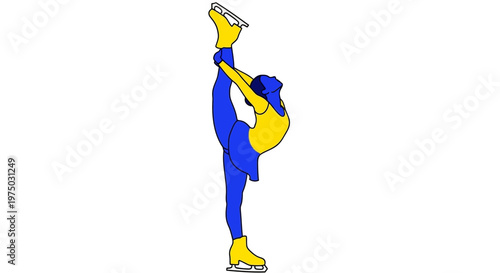 Graceful Ice Skater Performing A Vertical Split Pose Artistic Representation
