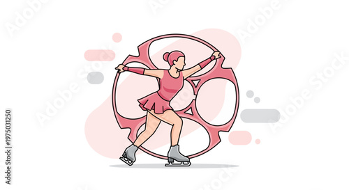 Graceful Ice Skater Performing Amidst Artistic Elements