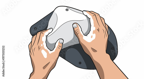 Hands Cleaning Modern Tech Device With White Cloth