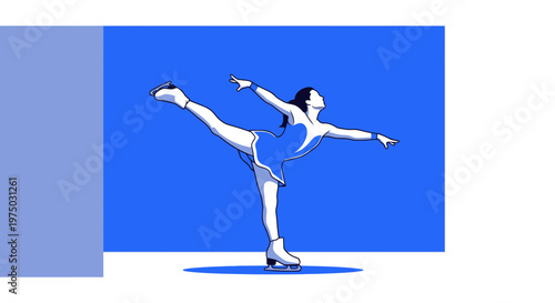 Graceful Ice Skater Performing Elegant Pose Dynamic Movement Silhouette Style