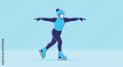 Graceful Ice Skater Performing On The Ice With Arms Outstretched