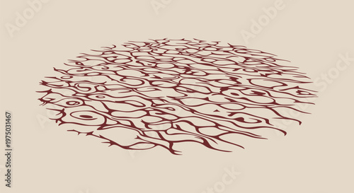 Stylized Abstract Water Ripple Surface Texture Background in Red and Beige Perspective Illustration
