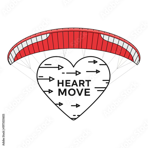 Heart Shape Paraglider Flying Through Dynamic Arrow Patterns