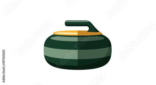 Green Curling Stone For Ice Sports And Winter Recreation