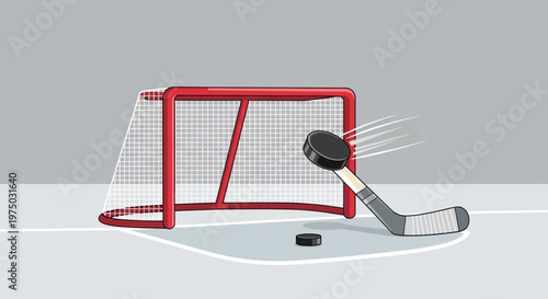 Ice Hockey Goal Shot Puck Motion Graphic Illustration