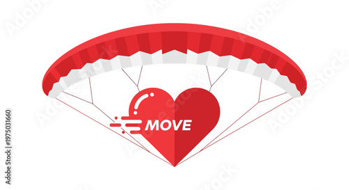 Heart Shaped Parachute Delivering a Message of Love and Movement
