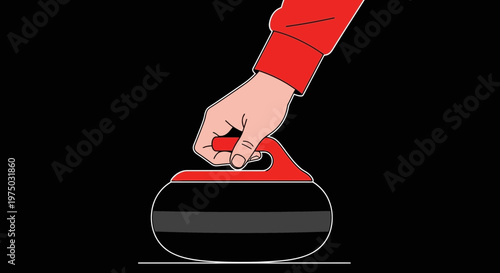 Hand Gripping Curling Stone Preparing for a Slide on Ice