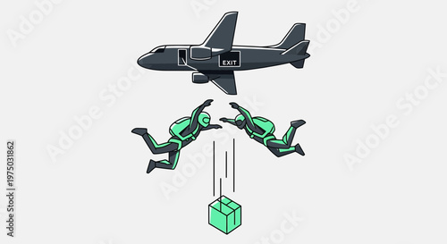 High Altitude Aerial Drop Mission Execution Illustration