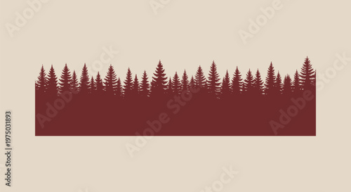 Pine forest tree silhouette illustration in dark brown for outdoor and nature background designs.